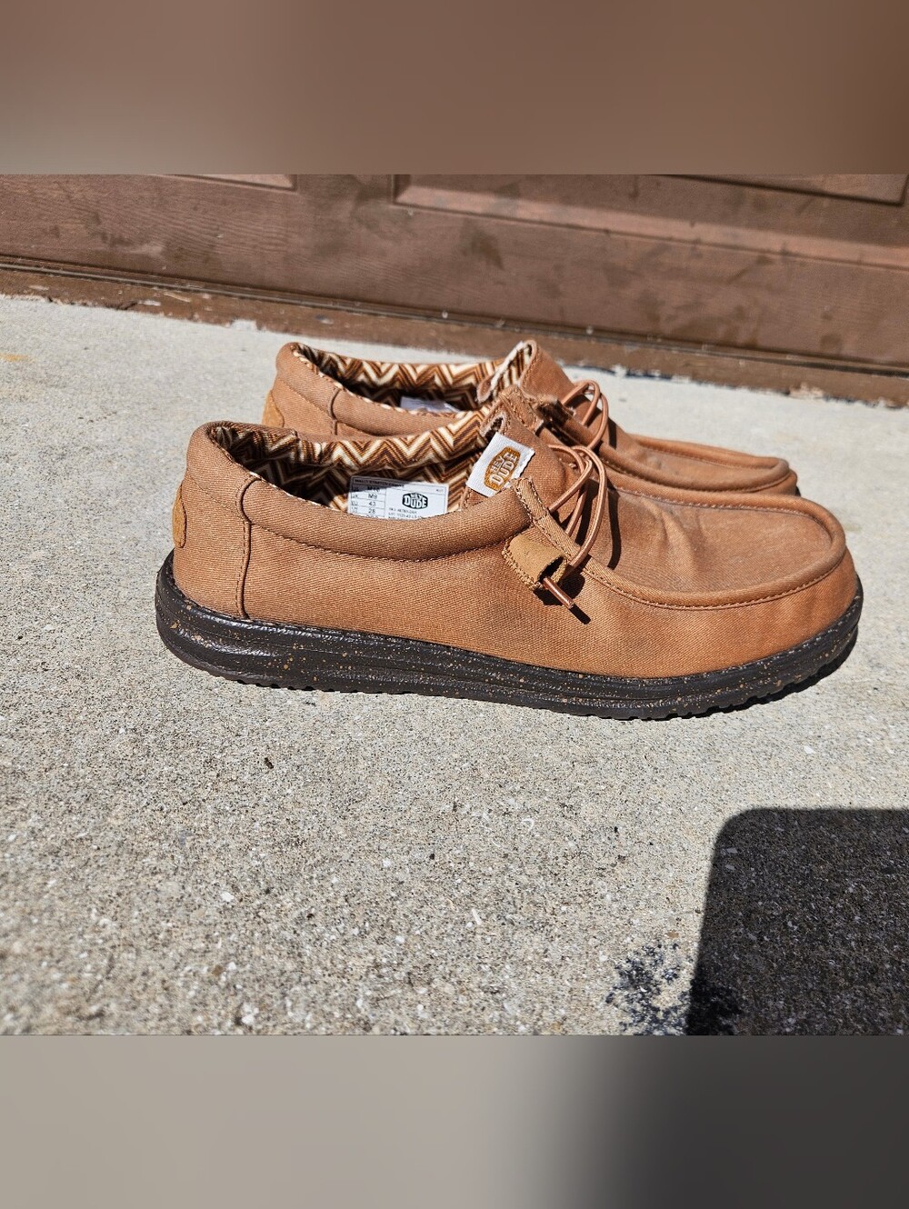 Hey Dudes Size US 10 UK 9 EUR 43 Wally Stretch Canvas Brown Shoes Pre-Owned